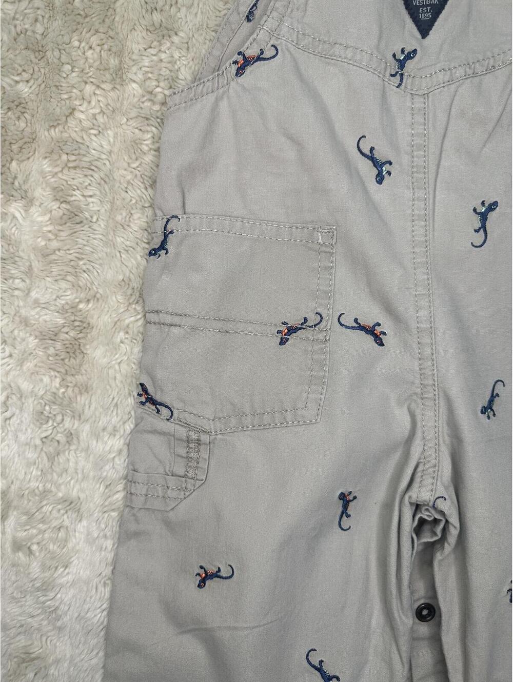 OshKosh B'gosh VestBak unisex khaki overalls 18M cotton embroidered classic - Picture 8 of 10